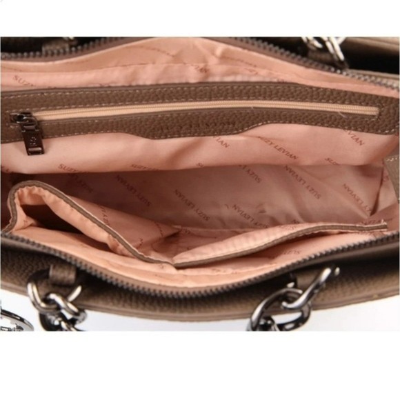 Suzy Levian Pebbled Faux Leather Rhinestone Satchel Handbag NWTs 2 COLOR OPTIONS - Picture 6 of 8